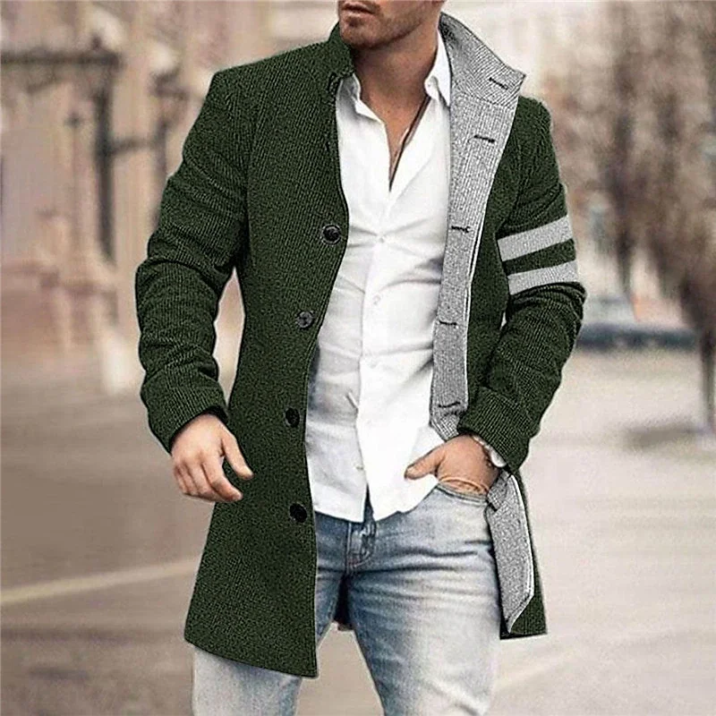 

Мужская ветровка в полоску с 3D принтом, тренчкот с косыми карманами, однобортное длинное пальто, праздничная уличная куртка для отдыха