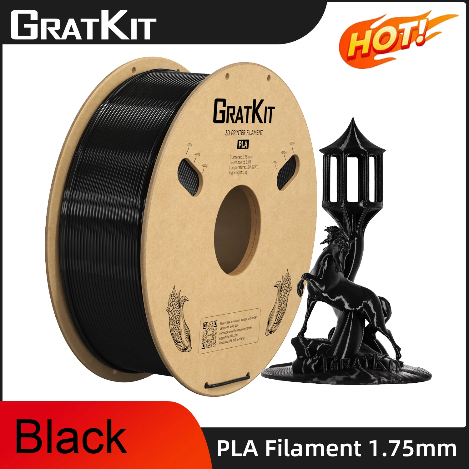 Gratkit Standard PLA Filament 1kg 1.75mm High Quality No Tangling Dimensional Accuracy +/- 0.03 mm For 3D Printer Fast Delivery
Gratkit Standard PLA Filament 1kg 1.75mm High Quality No Tangling Dimensional Accuracy +/- 0.03 mm For 3D Printer Fast Delivery