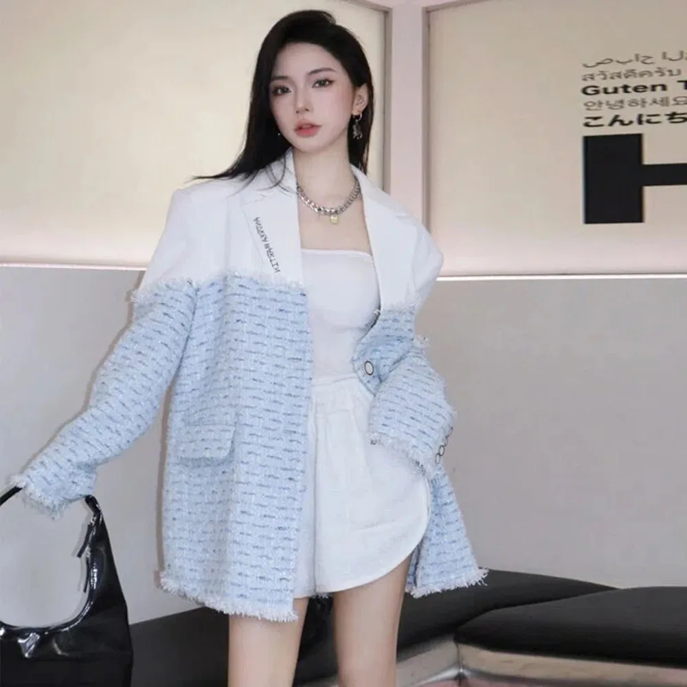 Women Blazer Woolen Coat 2022 Temperament Tweed Suit Jacket Patchwork Burrs Single Breasted Loose Long Sleeve All Match Overcoat
Women Blazer Woolen Coat 2022 Temperament Tweed Suit Jacket Patchwork Burrs Single Breasted Loose Long Sleeve All Match Overcoat