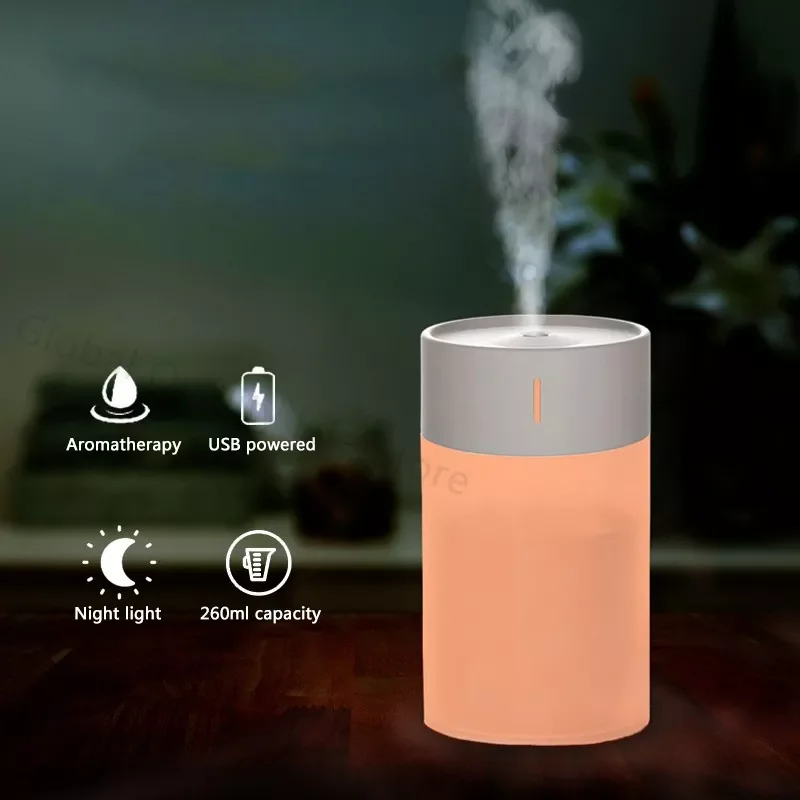 

NEW2023 260ml Household Air Humidifier Ultrasoni Mini Transparen Arom Diffuser Bedroom Car Portabl Sprayer USB Air Purifier Humi