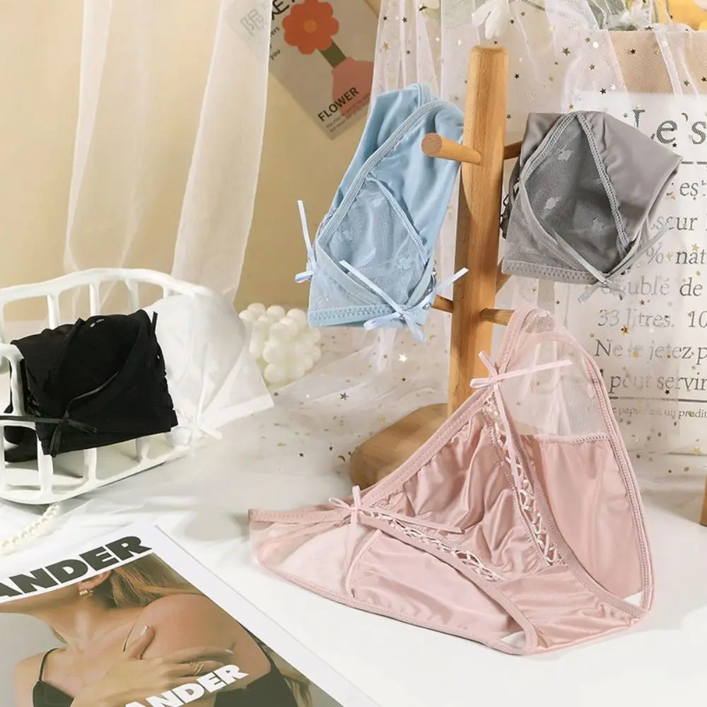 Retro Underpants Mesh Hollow Out Lingeries Mid-Waist For Girls Sweet Briefs Women Satin Panties Korean Underwear Ice Silk
Retro Underpants Mesh Hollow Out Lingeries Mid-Waist For Girls Sweet Briefs Women Satin Panties Korean Underwear Ice Silk