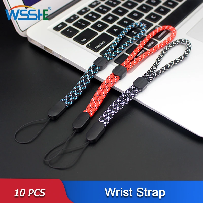 

10 PCS Adjustable Wrist Strap Anti-lost Pendant Color Braid Phone Lanyard For IPhone Xiaomi Samsung Camera GoPro String Holders