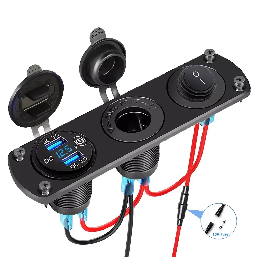 USB Outlet Panel 3 in 1 Cigarette Lighter Socket Quick Charge 3.0 with Dual USB Socket LED Voltage Display Toggle Switch
USB Outlet Panel 3 in 1 Cigarette Lighter Socket Quick Charge 3.0 with Dual USB Socket LED Voltage Display Toggle Switch