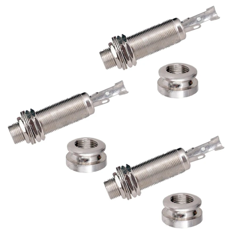 A1347 3 Piece Guitar Bass End Pin Output Jack 1/4 Inch Mono Or Stereo Applications Silver
A1347 3 Piece Guitar Bass End Pin Output Jack 1/4 Inch Mono Or Stereo Applications Silver