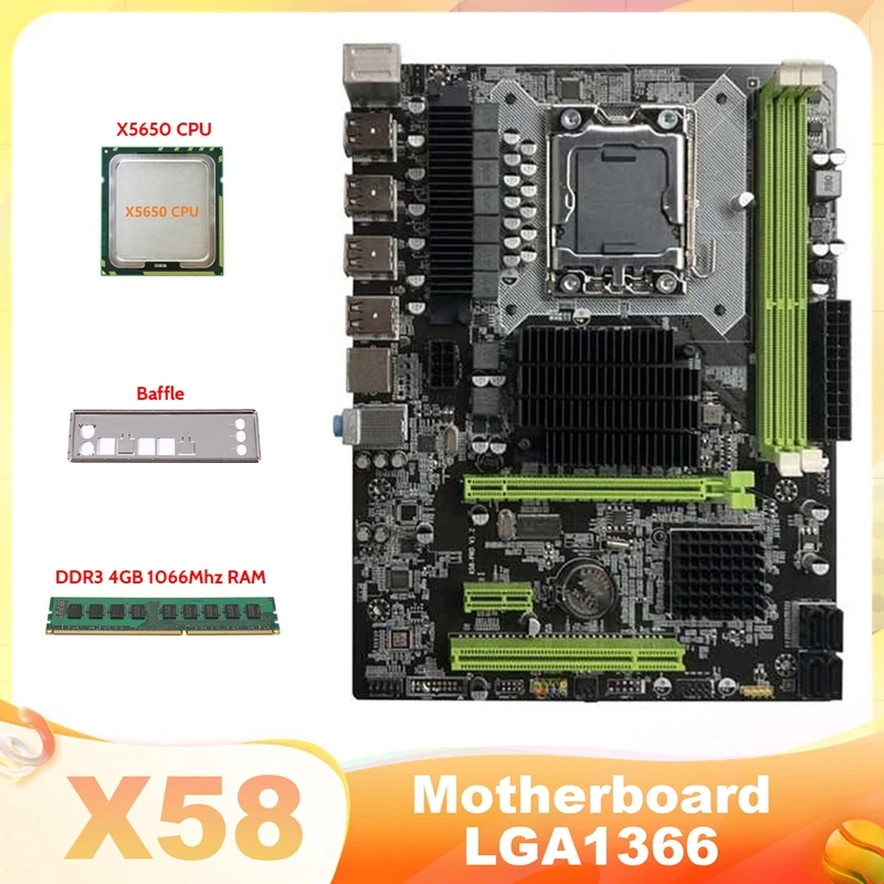 Материнская плата X58 LGA1366, материнская плата с поддержкой процессора XEON X5650 X5670 серии с процессором X5650 + DDR3 4 Гб 1066 МГц ОЗУ
Материнская плата X58 LGA1366, материнская плата с поддержкой процессора XEON X5650 X5670 серии с процессором X5650 + DDR3 4 Гб 1066 МГц ОЗУ
