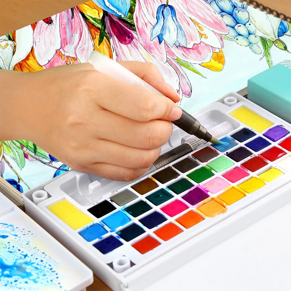 24 Color Plastic Housing Solid Watercolor Students Artist Beginner Painting Portable Reusable Paint Pigment with Pen
24 Color Plastic Housing Solid Watercolor Students Artist Beginner Painting Portable Reusable Paint Pigment with Pen