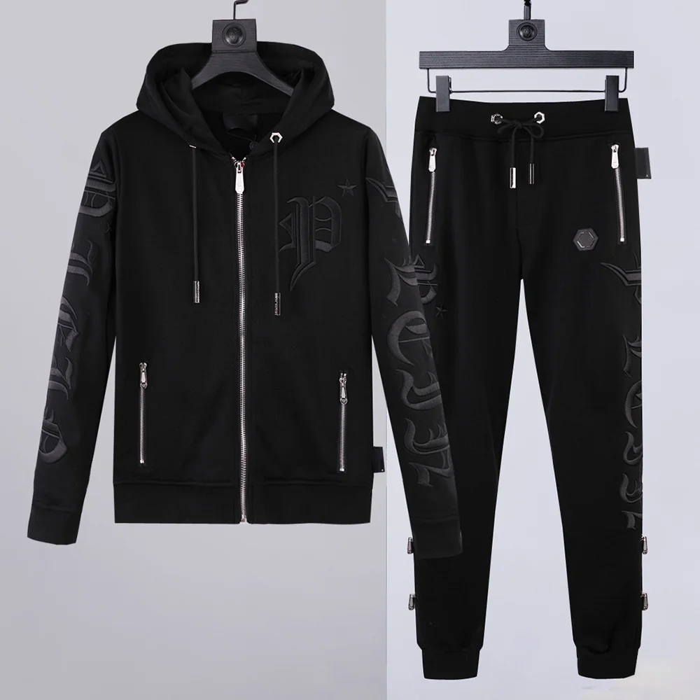 Cotton Men's Letter Suit Embroidery Zipper Decoration 2 Piece Hooded Sweater European Fashion Sweatpants High Quality uomo plein
Cotton Men's Letter Suit Embroidery Zipper Decoration 2 Piece Hooded Sweater European Fashion Sweatpants High Quality uomo plein