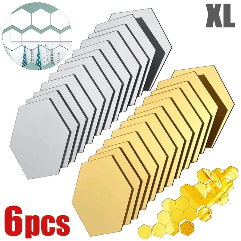 6pcs Large Acrylic Hexagon Mirror Wall Stickers Self Adhesive Removable DIY Tile Decals Room Decoration Ornaments Gold Silver
6pcs Large Acrylic Hexagon Mirror Wall Stickers Self Adhesive Removable DIY Tile Decals Room Decoration Ornaments Gold Silver