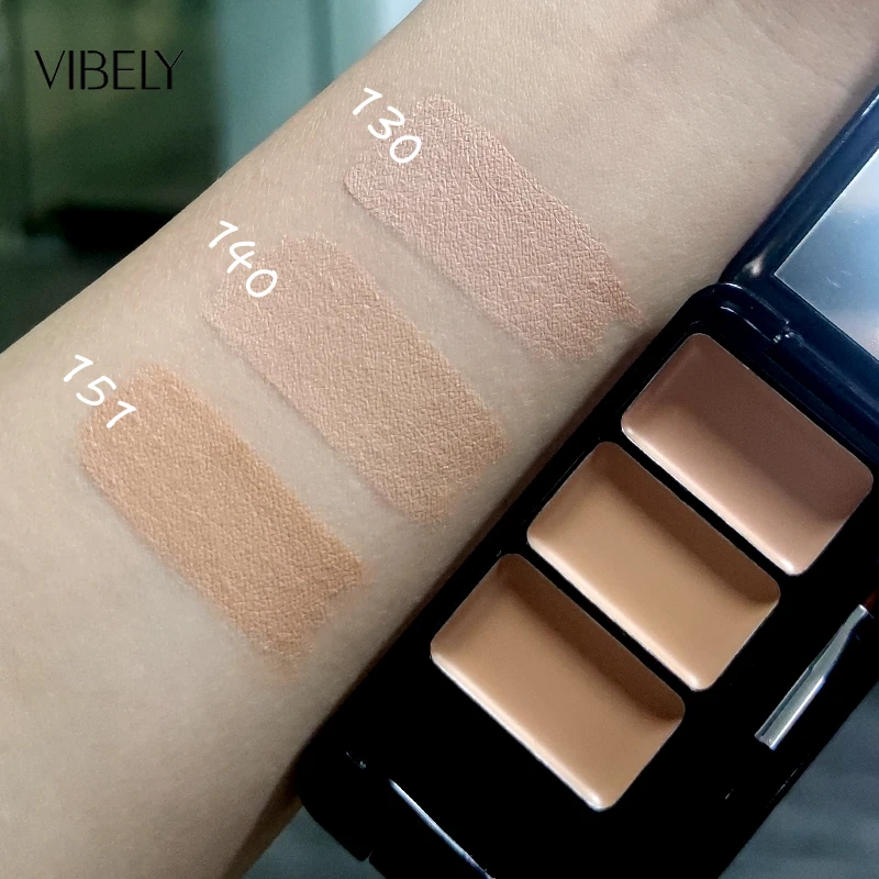 

3 Color Concealer Palette Cream Base Full Coverage Cover Acne Spots Dark Circles Brighten Facial Makeup Foundation Cosmetic
