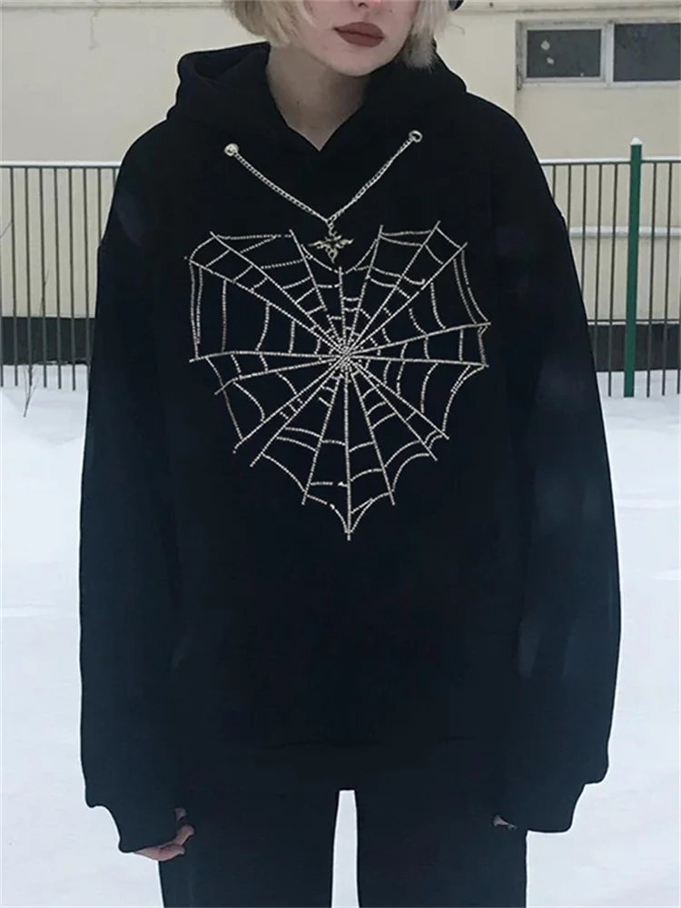 WeiYao Net Rhinestone Print Goth Pullovers Chains Chic Y2K Autumn Loose Hooded Sweatshirts 2022 Casual Harajuku Black Clothes
WeiYao Net Rhinestone Print Goth Pullovers Chains Chic Y2K Autumn Loose Hooded Sweatshirts 2022 Casual Harajuku Black Clothes