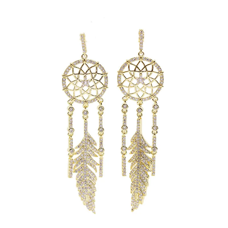 Cubic Zirconia Vintage Tassel Earrings Feather Earrings Women's Dream Catcher Earrings Fashion Party Jewelry LYE052
Cubic Zirconia Vintage Tassel Earrings Feather Earrings Women's Dream Catcher Earrings Fashion Party Jewelry LYE052