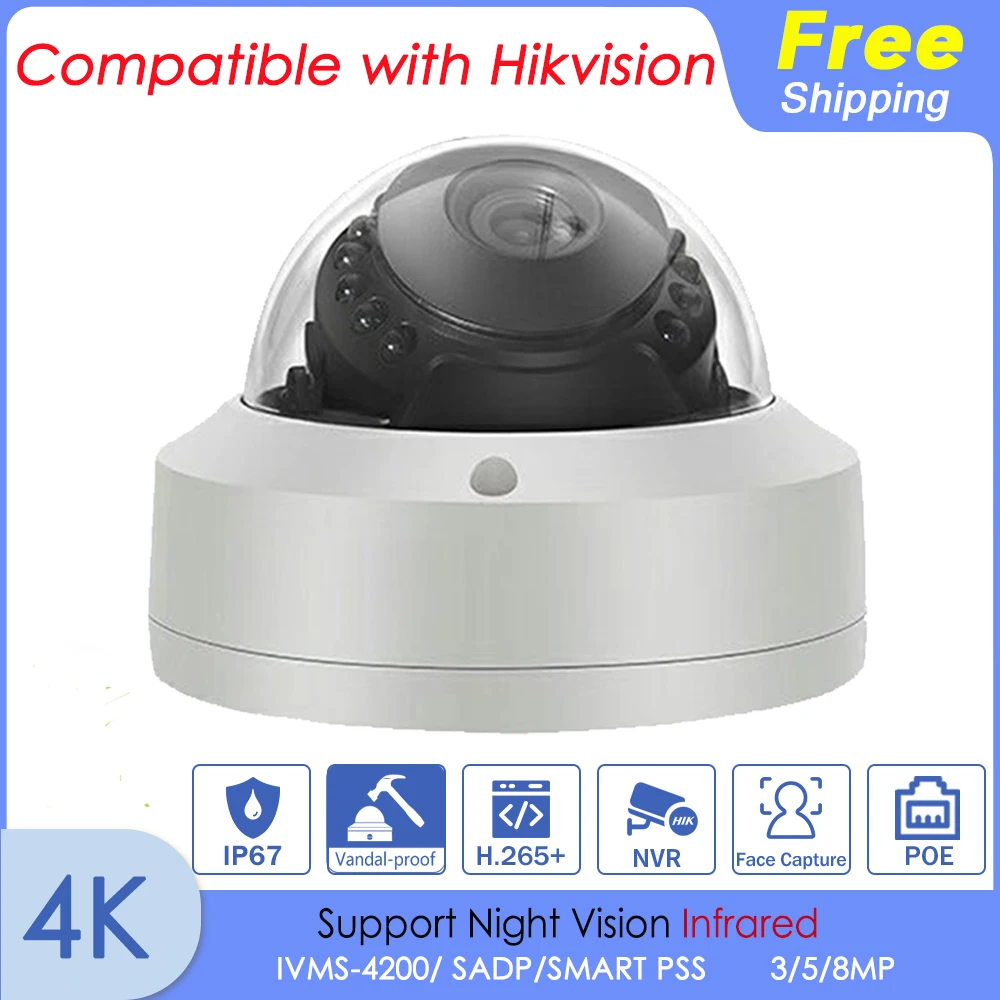 4K 8MP POE IP Camera Compatible with Hikvision Smart IR IMX415 Motion Detection For Home Video Surveillance Indoor Outdoor Onvif
4K 8MP POE IP Camera Compatible with Hikvision Smart IR IMX415 Motion Detection For Home Video Surveillance Indoor Outdoor Onvif