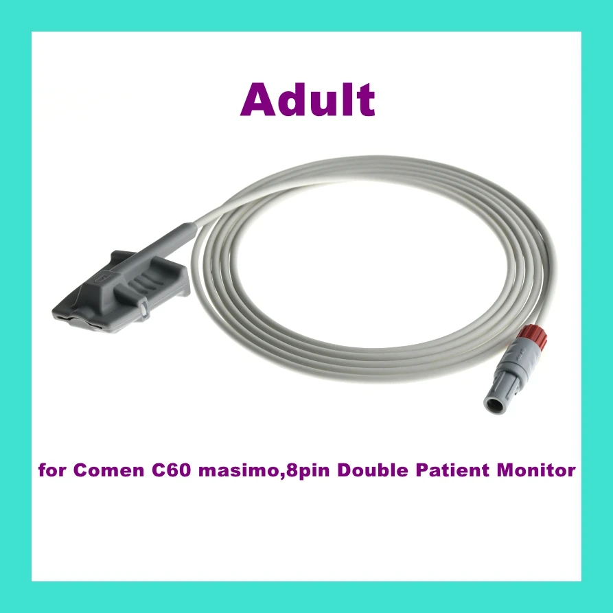 

Adult Finger Clip Ear Clip Silicone Long Cable Reusable Oxygen Spo2 Sensor for Comen C60 masimo,8pin Double Patient Monitor