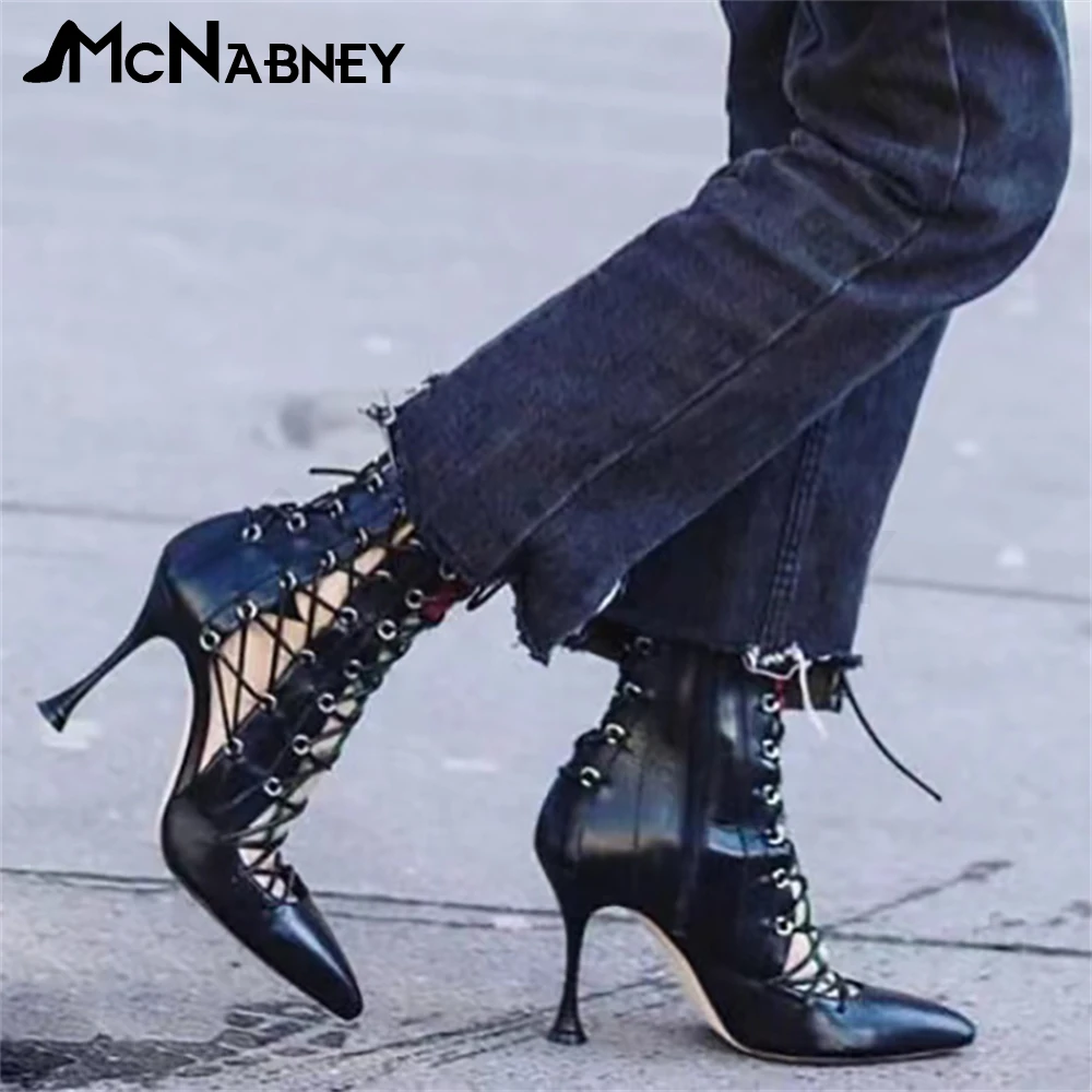 Lace-Up Ankle Boots Sexy High Heels Cross Lace Up Pointed Toe Boots Stiletto Fashion Style Patent Leather Boots for Ladies Sale
Lace-Up Ankle Boots Sexy High Heels Cross Lace Up Pointed Toe Boots Stiletto Fashion Style Patent Leather Boots for Ladies Sale