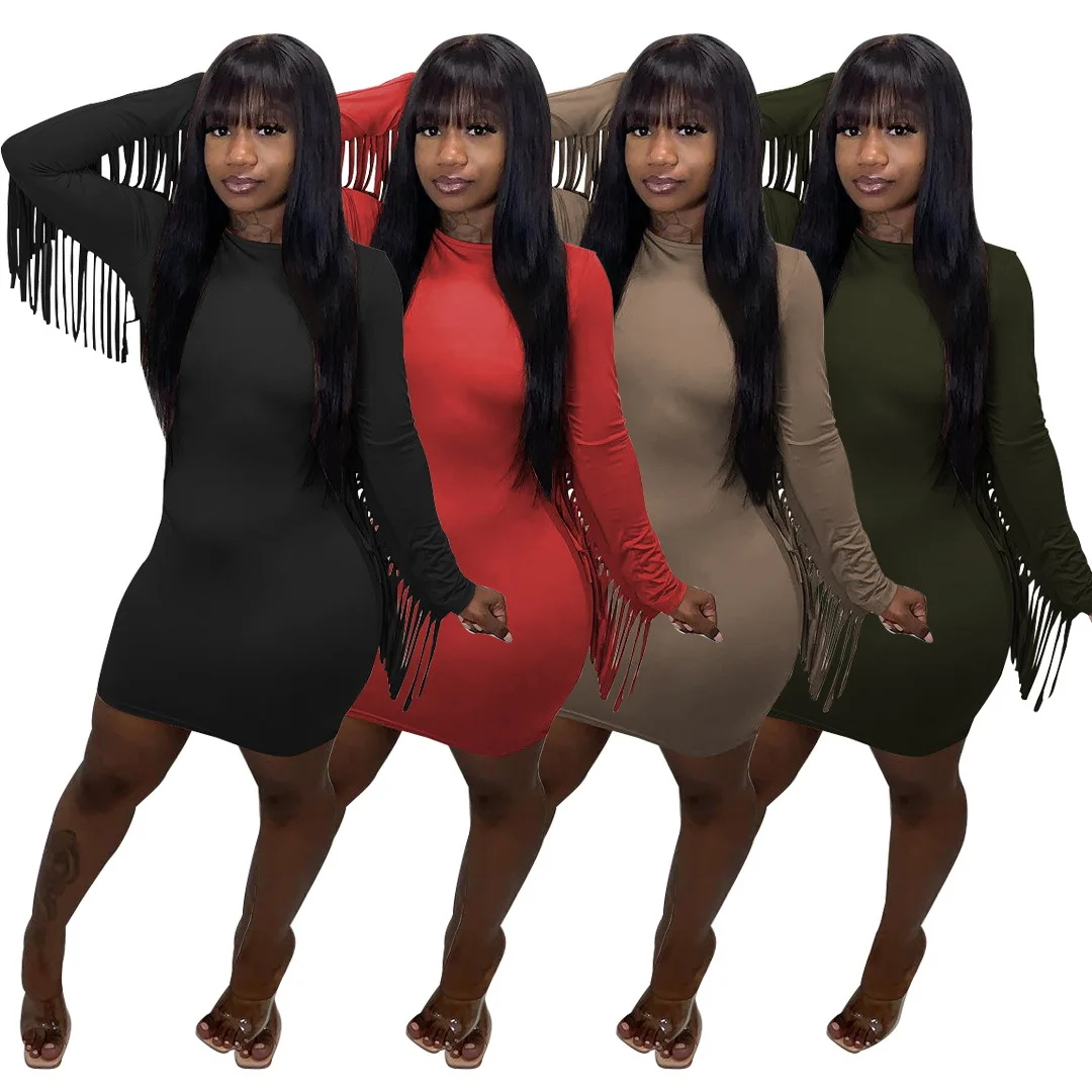 Autumn Party Women Dresses 2022 Latest Fashion New Sexy Womens Cute Double Side Tassel Dress Casual Midi Bodycon Dress
Autumn Party Women Dresses 2022 Latest Fashion New Sexy Womens Cute Double Side Tassel Dress Casual Midi Bodycon Dress