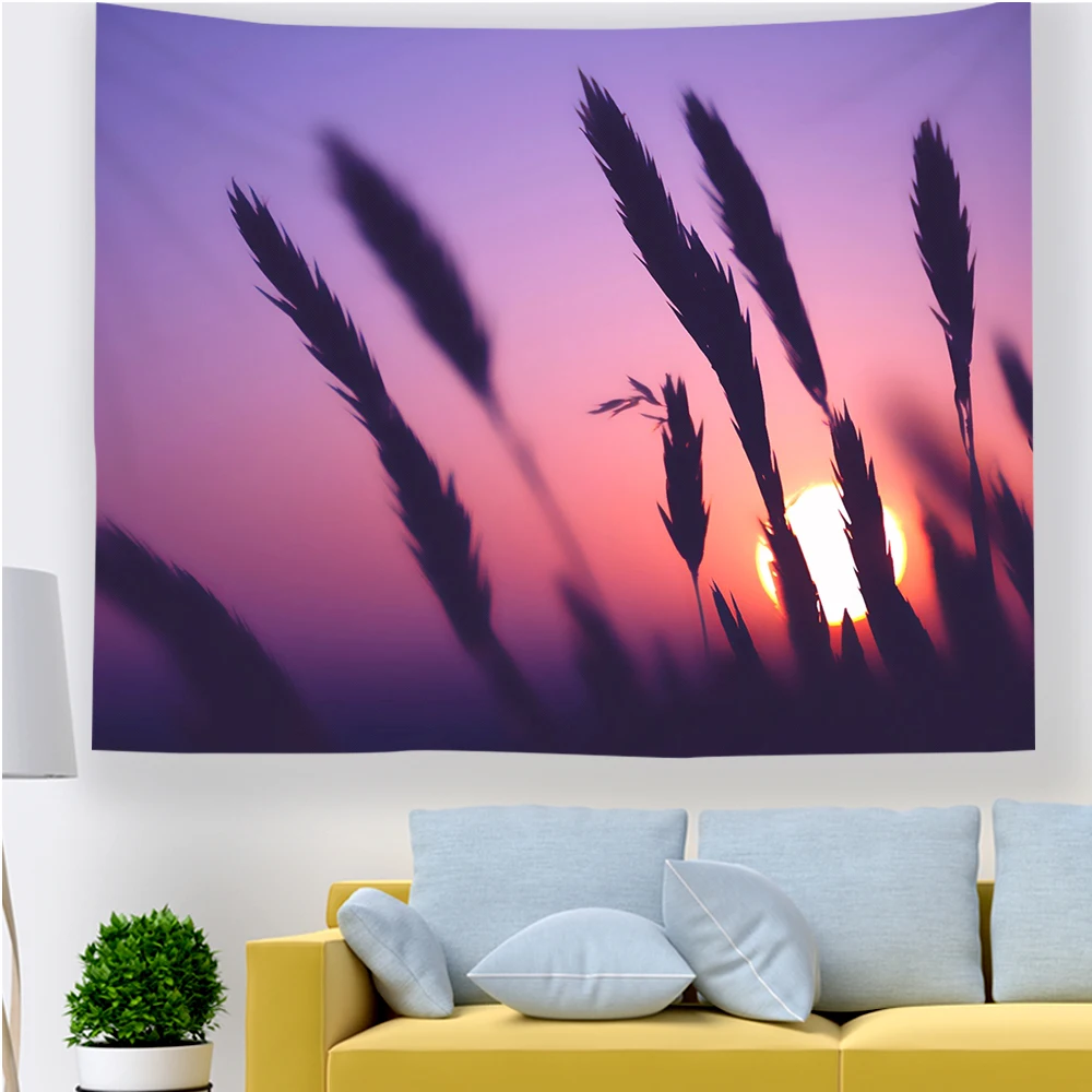 Sunset Tapestry Wall Hanging Sunset And Grass Nature Wall Tapestry Hippie Home Decor For Living Room Bedroom Dining Room Dorm