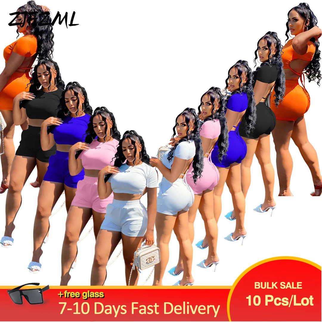 Bulk Items Wholesale Lots Biker Style Female Tracksuits Pure Backless Bandage Crop Top with Sporty Short Two Piece Lounge Suits
Bulk Items Wholesale Lots Biker Style Female Tracksuits Pure Backless Bandage Crop Top with Sporty Short Two Piece Lounge Suits