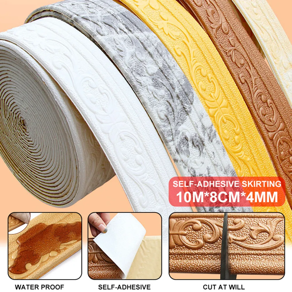 10m 3D Foam Wall Edge Strip Stickers Self Adhesive Waterproof Ceiling Decoration Baseboard Corner Waist Line Sticker
10m 3D Foam Wall Edge Strip Stickers Self Adhesive Waterproof Ceiling Decoration Baseboard Corner Waist Line Sticker