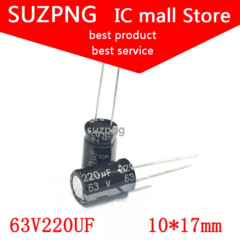 20 шт., электролитический конденсатор 63В 220мкф, 10 мм * 17 мм
20 шт., электролитический конденсатор 63В 220мкф, 10 мм * 17 мм