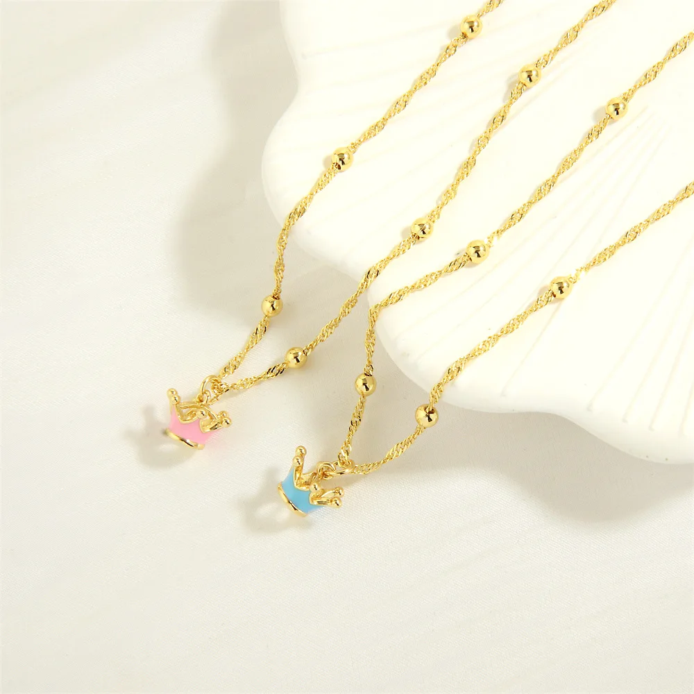 

Gold Plated Necklaces Classic Crown Dripping Oil Pendant Choker Chain For Women Elegant Party Accessories Jewelry Gift Wholesale
