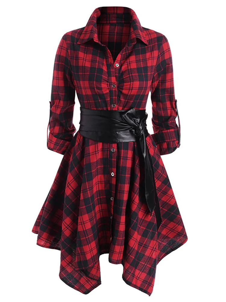 Vintage Gothic New Women's Wear Medium Long Long Sleeved Dresses Punk Fashion Plaid Belt Dress Party Dresses for Women 2022 New
Vintage Gothic New Women's Wear Medium Long Long Sleeved Dresses Punk Fashion Plaid Belt Dress Party Dresses for Women 2022 New