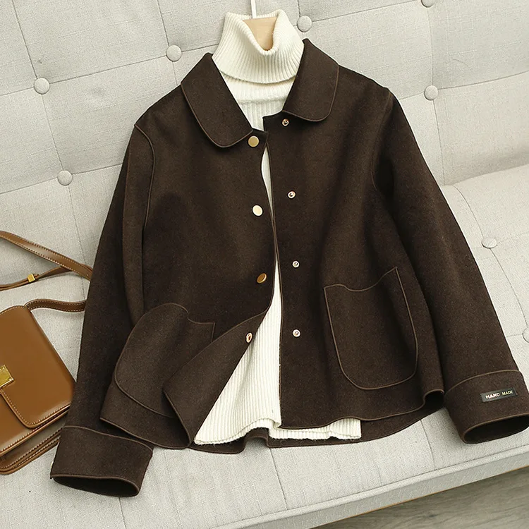 Spring Double-sided Woolen Coat Wool Coats Women Jacket Short Blends Warm Comfortable Stylish Hand Made Solid Lapels Straight
Spring Double-sided Woolen Coat Wool Coats Women Jacket Short Blends Warm Comfortable Stylish Hand Made Solid Lapels Straight