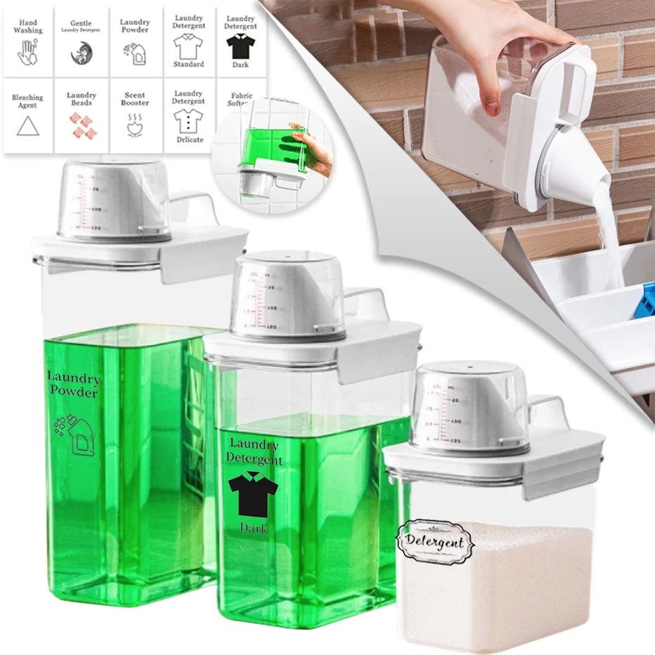 Laundry Detergent Powder Storage Box Airtight Clear Washing Powder Container With Measuring Cup Multipurpose Plastic Cereal Jar
Laundry Detergent Powder Storage Box Airtight Clear Washing Powder Container With Measuring Cup Multipurpose Plastic Cereal Jar