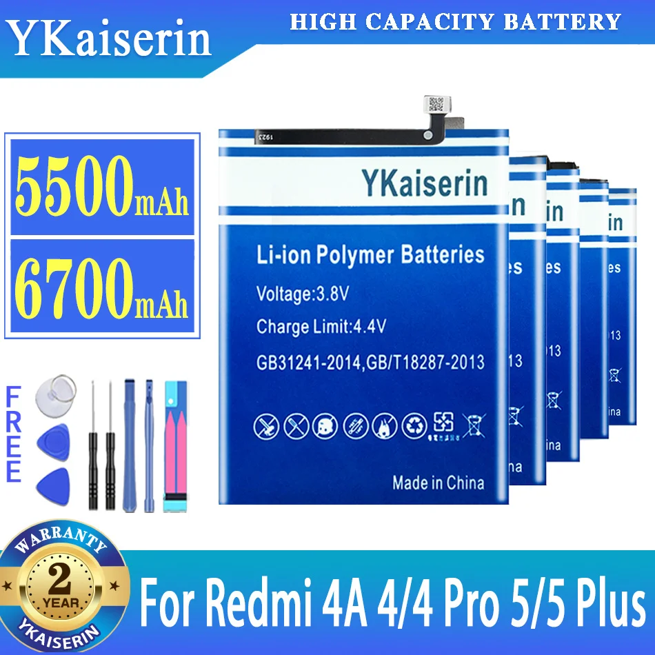 YKaiserin BN30 BN35 BN40 BN42 BN44 Battery For Xiaomi Redmi 4A 4/4 Pro 5/5 Plus 4Pro 5Plus Mobile Phone Replacement Free Tools
YKaiserin BN30 BN35 BN40 BN42 BN44 Battery For Xiaomi Redmi 4A 4/4 Pro 5/5 Plus 4Pro 5Plus Mobile Phone Replacement Free Tools