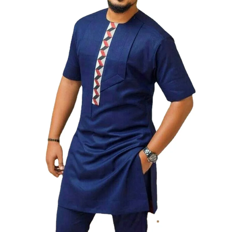 Loose Short Sleeve Color Block African Muslim Fashion Men's Long Shirt Men's Top Casual Shirt Islamic Clothing 2021Kaftan Kurta 
Loose Short Sleeve Color Block African Muslim Fashion Men's Long Shirt Men's Top Casual Shirt Islamic Clothing 2021Kaftan Kurta