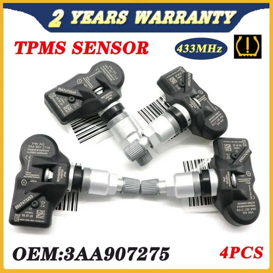 4PCS OEM 3AA907275 TPMS Tire Pressure Monitoring Sensor For Volkswagen CC Tiguan
4PCS OEM 3AA907275 TPMS Tire Pressure Monitoring Sensor For Volkswagen CC Tiguan