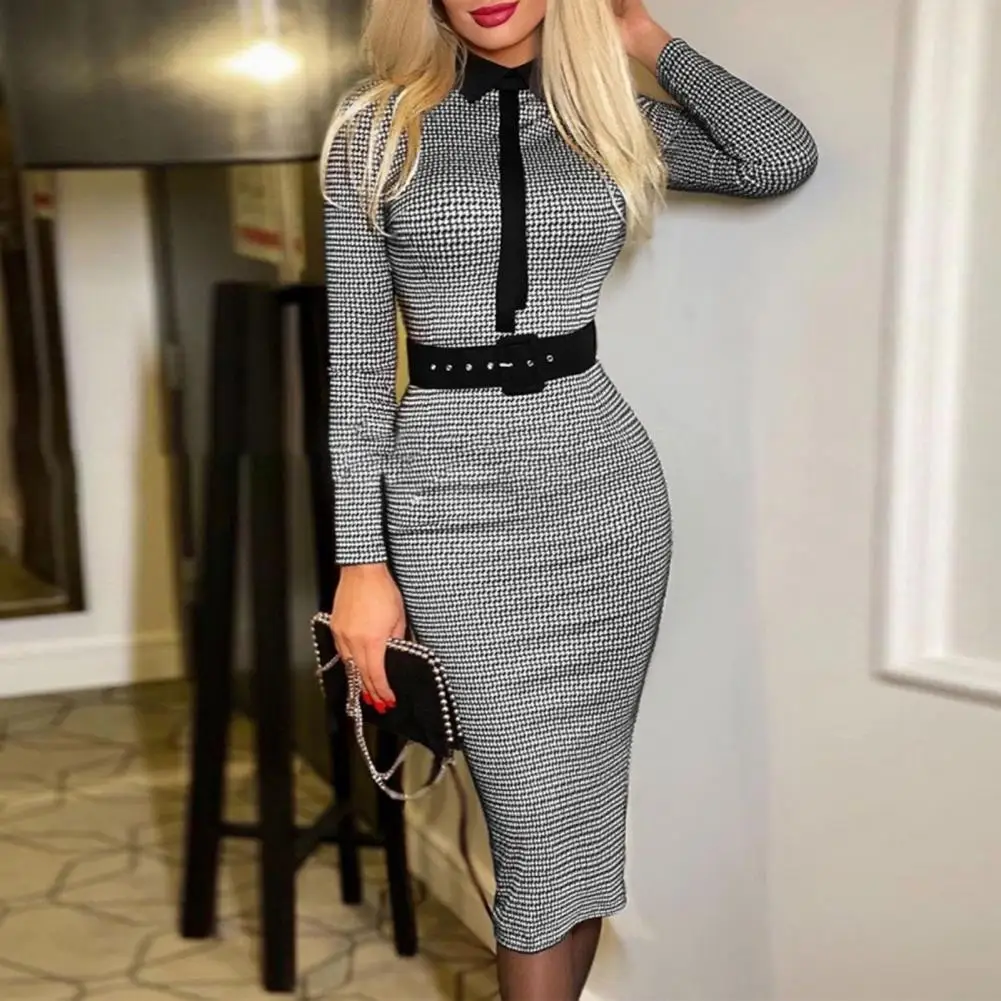 Women Plaid Print Dress Plaid Print Office Lady Dress Slim Fit Bodycon Midi With Lapel High Waist Workwear For Women
Women Plaid Print Dress Plaid Print Office Lady Dress Slim Fit Bodycon Midi With Lapel High Waist Workwear For Women