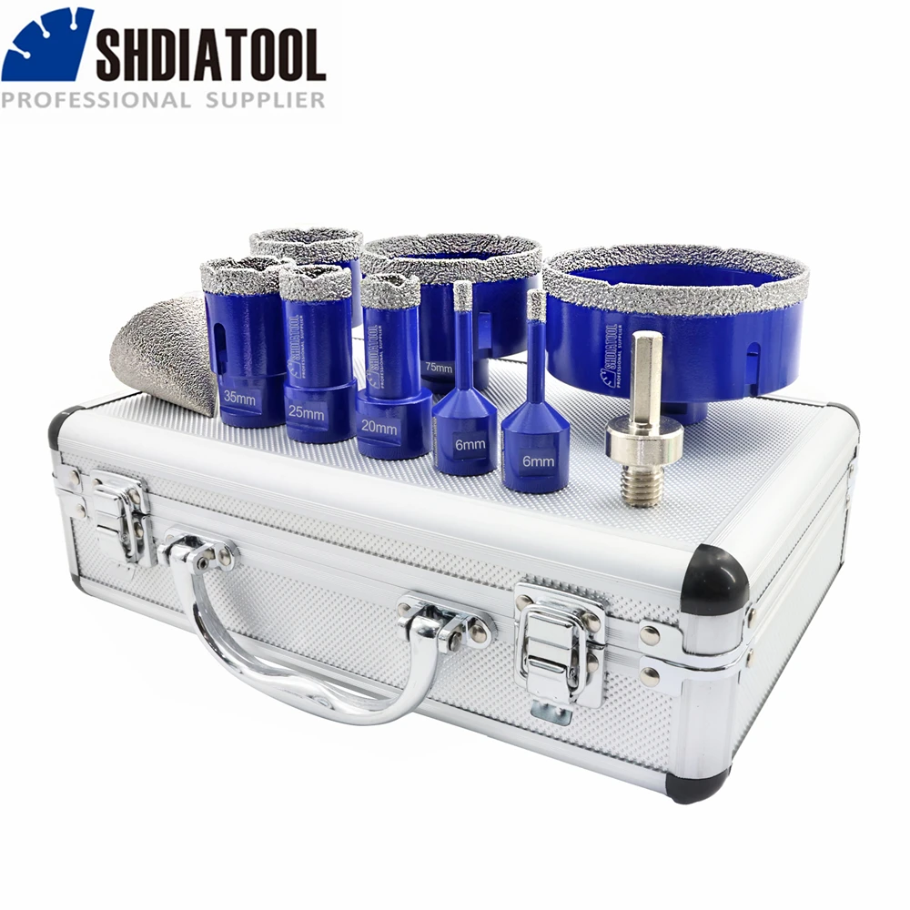 SHDIATOOL Diamond Drill Bits Chamfer Taper Set M14 6/6/20/25/35/50/75/100mm Drilling Tile Crown+50mm Milling Bit+Hex Adapter Kit
SHDIATOOL Diamond Drill Bits Chamfer Taper Set M14 6/6/20/25/35/50/75/100mm Drilling Tile Crown+50mm Milling Bit+Hex Adapter Kit