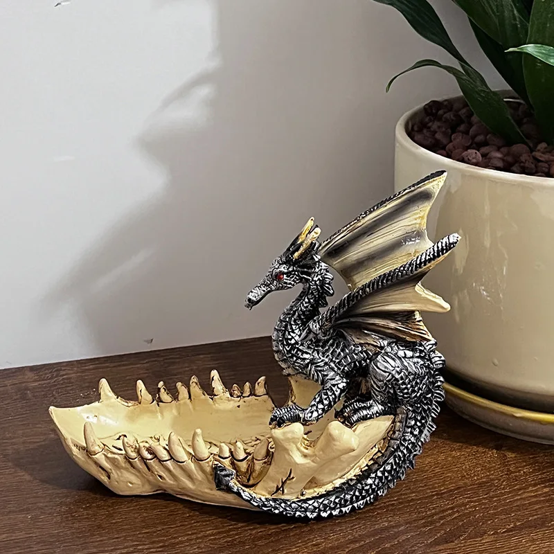 

Modern Minimalist Resin Dragon Tooth Boat Sculpture Ornaments Dragon Boat Figurines Storage Ashtray Home Office Decoration Craft