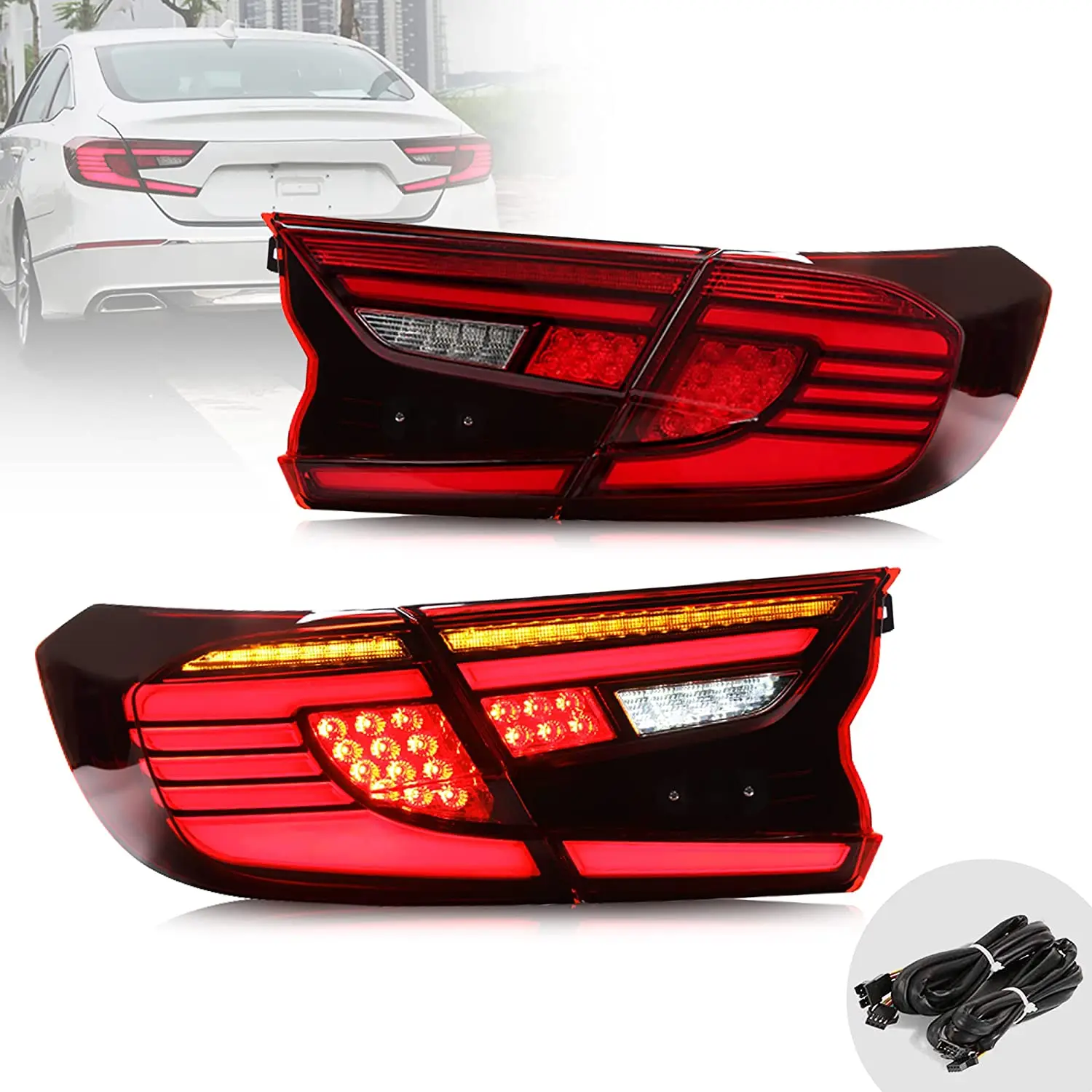 LED Tail lights Assembly For 2018-2022 Honda Accord 10th gen With DRL Start Up Animation Sequential Indicator Rear Lamp
LED Tail lights Assembly For 2018-2022 Honda Accord 10th gen With DRL Start Up Animation Sequential Indicator Rear Lamp