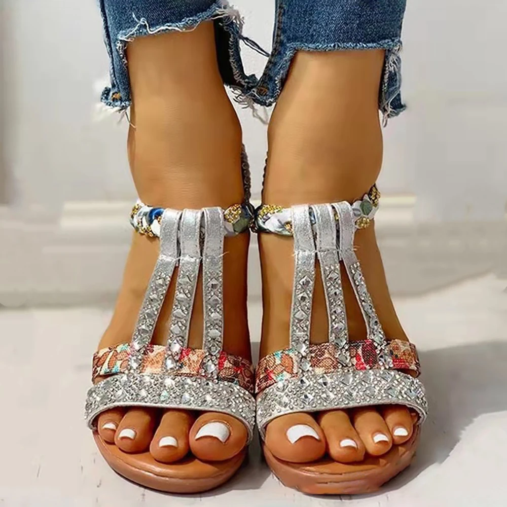 Women Sandals 2023 Summer New Style Fashion Bohemian Casual Sandals Rhinestone Wedge Round Toe Beach Women's Sandals
Women Sandals 2023 Summer New Style Fashion Bohemian Casual Sandals Rhinestone Wedge Round Toe Beach Women's Sandals