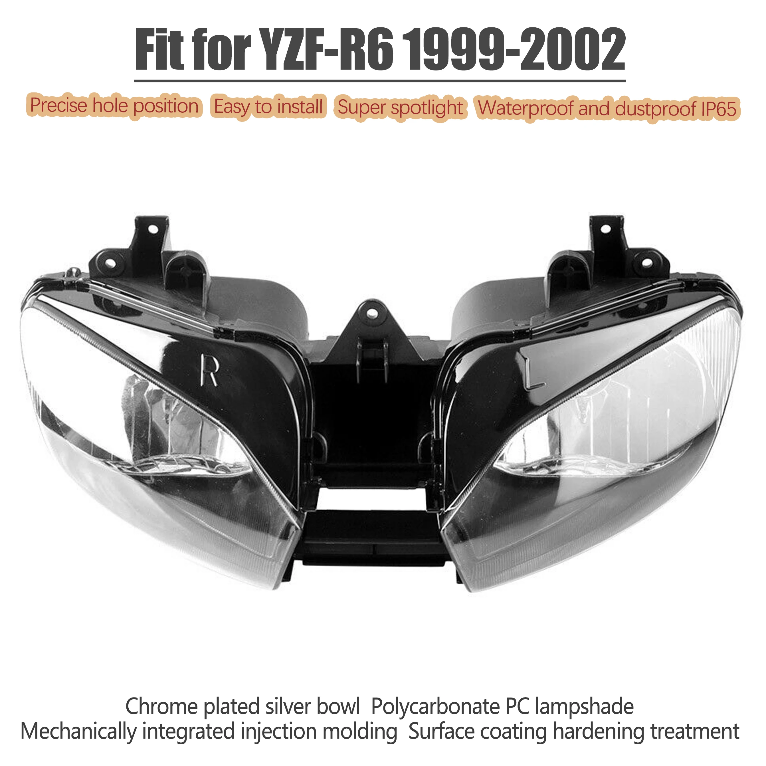 Передняя фара в сборе для YAMAHA 1999-2002, аксессуары для мотоциклов, передняя фара YZF R6 600 2000 2001, передняя фара
Передняя фара в сборе для YAMAHA 1999-2002, аксессуары для мотоциклов, передняя фара YZF R6 600 2000 2001, передняя фара