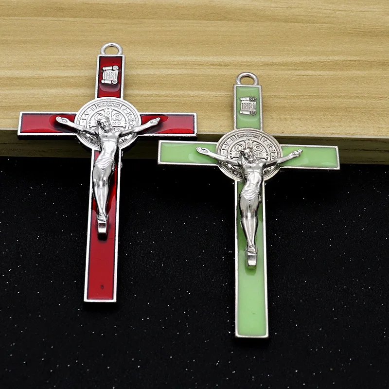 Christian icon St. Benedict's enamel luminous cross is a wall-hung ornament Jerusalem cross.
Christian icon St. Benedict's enamel luminous cross is a wall-hung ornament Jerusalem cross.