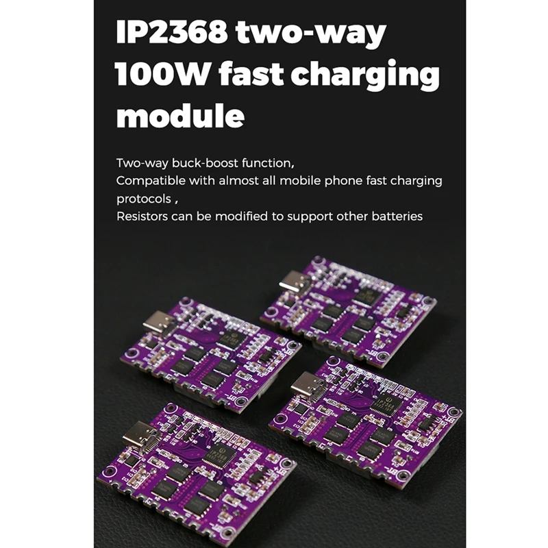 IP2368 Bidirectional 100W Fast Charging Module Buck-Boost Type-C Interface Lithium Battery Power Fast Charging Board
IP2368 Bidirectional 100W Fast Charging Module Buck-Boost Type-C Interface Lithium Battery Power Fast Charging Board