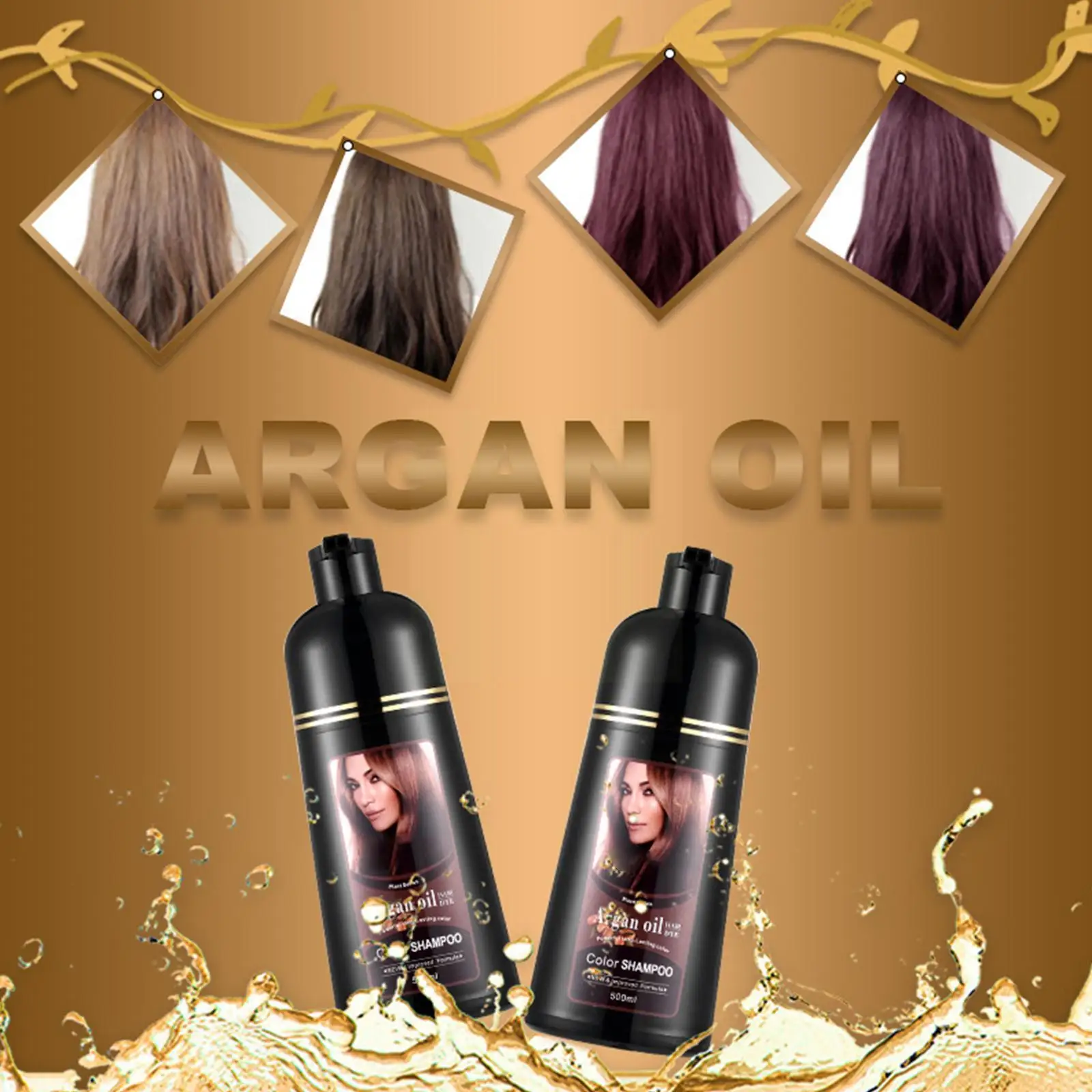 

500 мл натуральный Перманентный шампунь для мгновенной краски волос аргановое масло для волос женский шампунь для мгновенного окрашивания в...