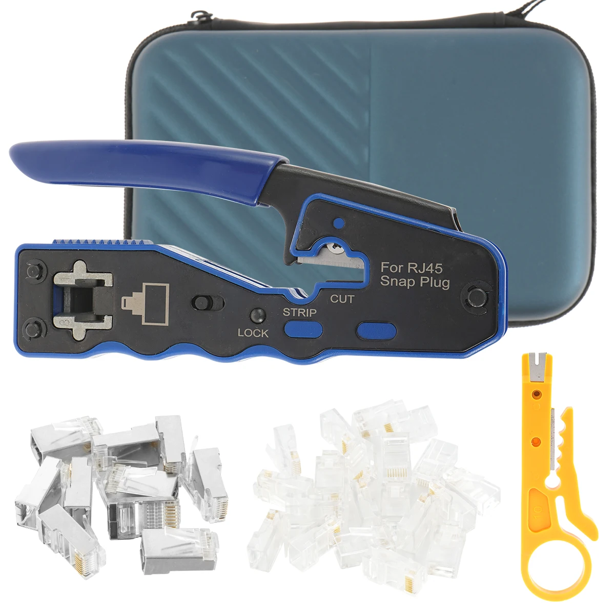 RJ45 Crimp Tool Kit 8P Pass Through Crimping Tool Handle Network Ethernet Cable Crimper Tool for RJ45 Cat5 Cat5e Cat6 Cat6a
RJ45 Crimp Tool Kit 8P Pass Through Crimping Tool Handle Network Ethernet Cable Crimper Tool for RJ45 Cat5 Cat5e Cat6 Cat6a