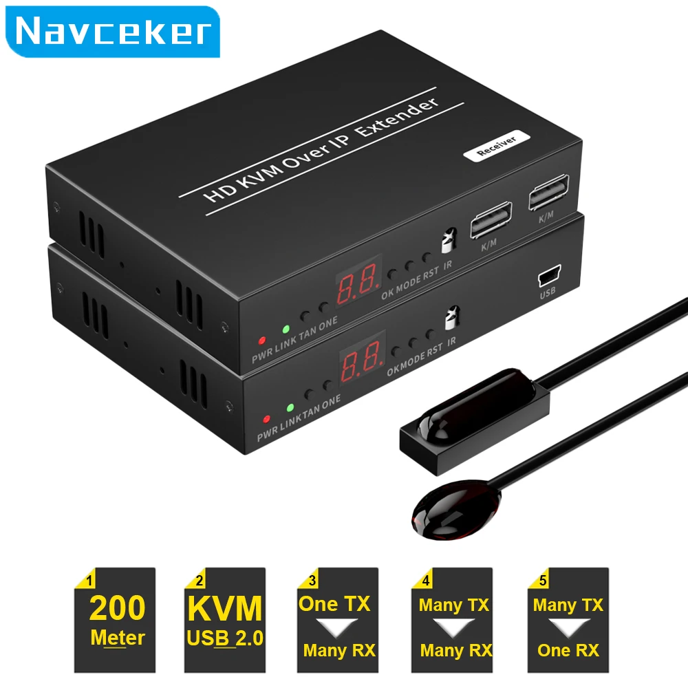 Navceker IP сетевой USB 2,0 KVM удлинитель RJ45 порты 1080P HDMI через LAN KVM удлинитель 200 м HDMI KVM удлинитель от Cat5 Cat5e Cat6
Navceker IP сетевой USB 2,0 KVM удлинитель RJ45 порты 1080P HDMI через LAN KVM удлинитель 200 м HDMI KVM удлинитель от Cat5 Cat5e Cat6
