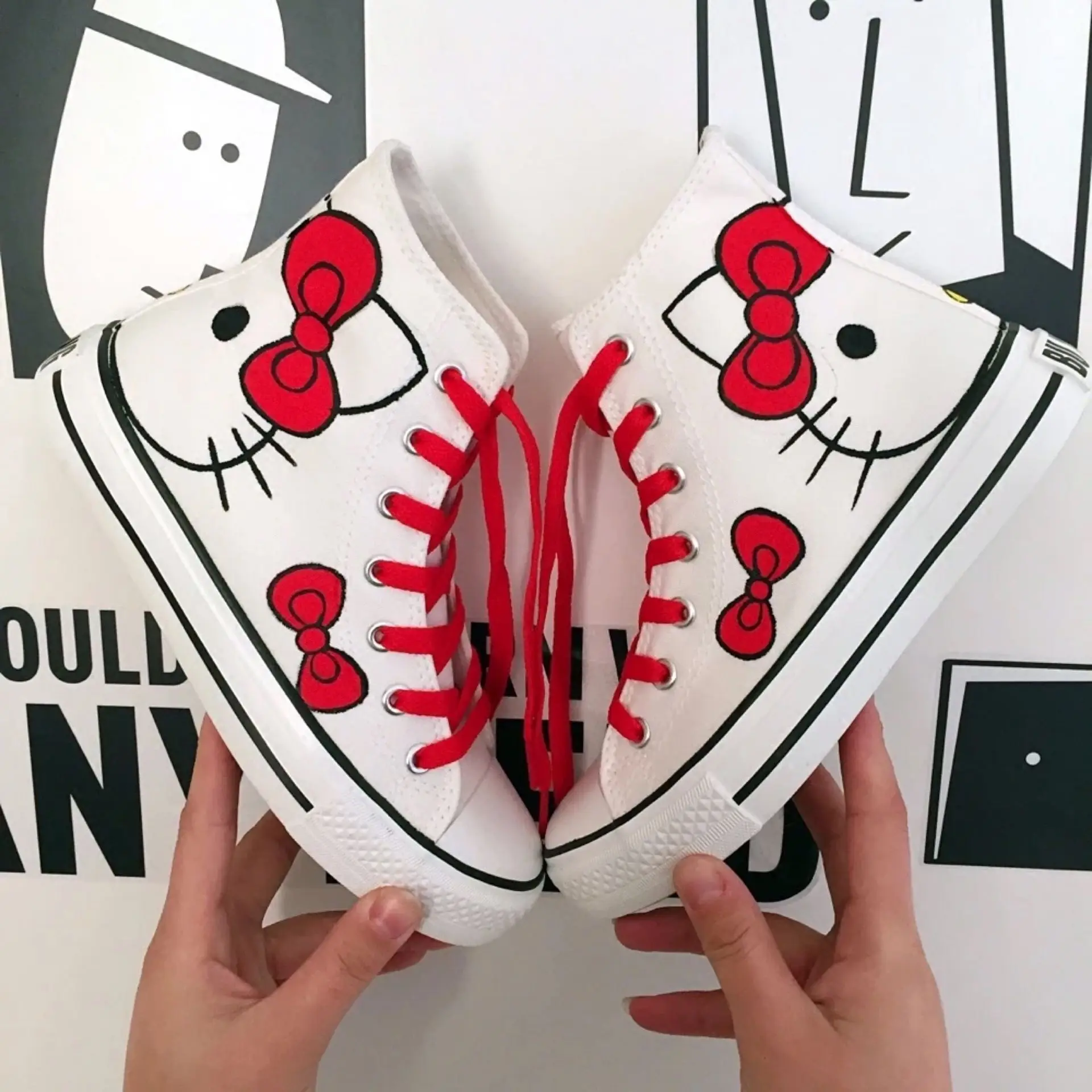 Genuine Hello Kitty Unisex Canvas Sneakers Lolita Shoes DIY Japanese Vulcanized Shoes Woman Casual Shoes Flats Hand Painted Gift
Genuine Hello Kitty Unisex Canvas Sneakers Lolita Shoes DIY Japanese Vulcanized Shoes Woman Casual Shoes Flats Hand Painted Gift