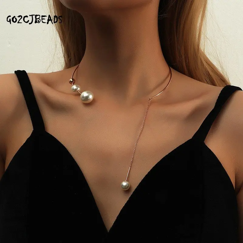 

Большое жемчужное ожерелье, женская мода, подвеска из жемчуга в форме капли воды, цепь до ключицы, подарок для девушки, простые циркониевые ювелирные изделия, ожерелья для женщин