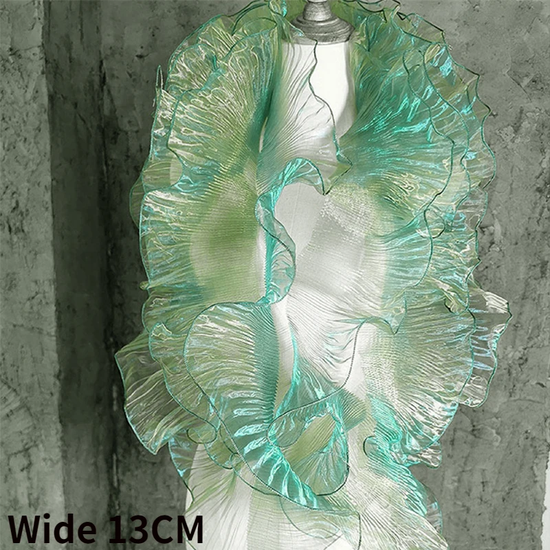 13CM Wide Tulle Organza Green Pleated Lace Fabric Fringe Ribbon Dress Clothes Curtains Ruffle Edge Trim Wedding DIY Sewing Decor
13CM Wide Tulle Organza Green Pleated Lace Fabric Fringe Ribbon Dress Clothes Curtains Ruffle Edge Trim Wedding DIY Sewing Decor