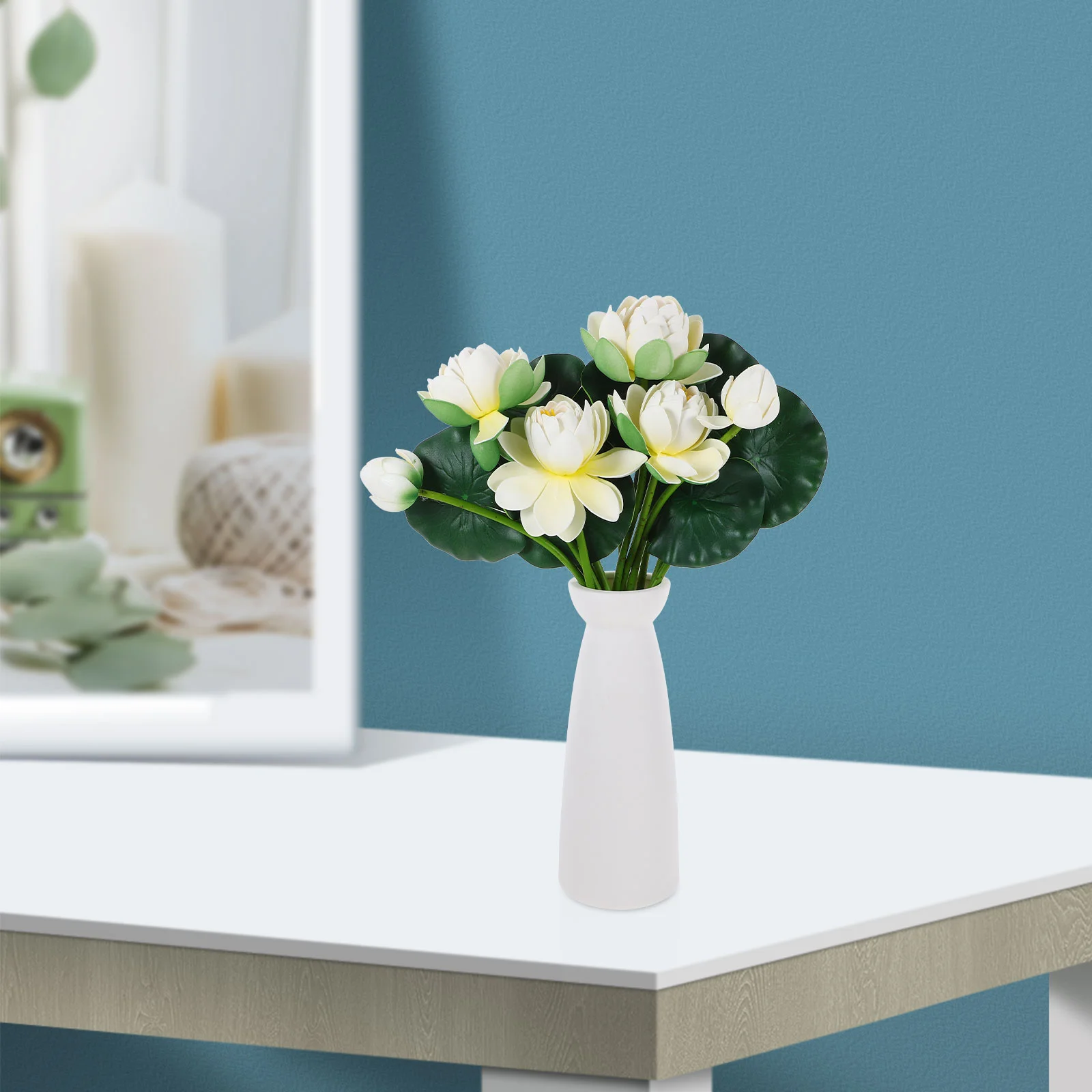 2pcs Flower Bouquet Artificial Flower Home Wedding Green Decoration for Table Centerpieces White Lotus
2pcs Flower Bouquet Artificial Flower Home Wedding Green Decoration for Table Centerpieces White Lotus