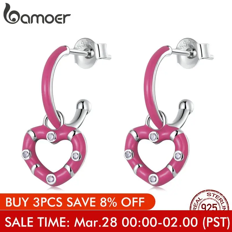 BAMOER 925 Sterling Silver Simple Love Ear Studs Rose Red Heart Shape Drop Earrings for Women Hoop Ear Buckles Jewelry Gift
BAMOER 925 Sterling Silver Simple Love Ear Studs Rose Red Heart Shape Drop Earrings for Women Hoop Ear Buckles Jewelry Gift