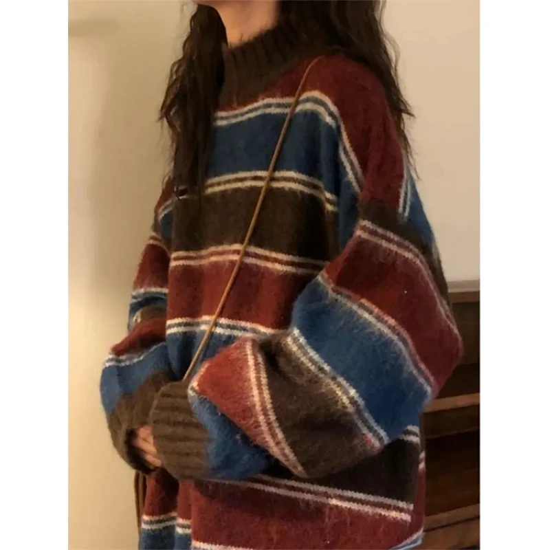 Harajuku Knit Sweaters Women Oversized Striped Knitwear Streetwear Vintage Patchwork Jumpers Preppy Korean Casual Pullovers New
Harajuku Knit Sweaters Women Oversized Striped Knitwear Streetwear Vintage Patchwork Jumpers Preppy Korean Casual Pullovers New
