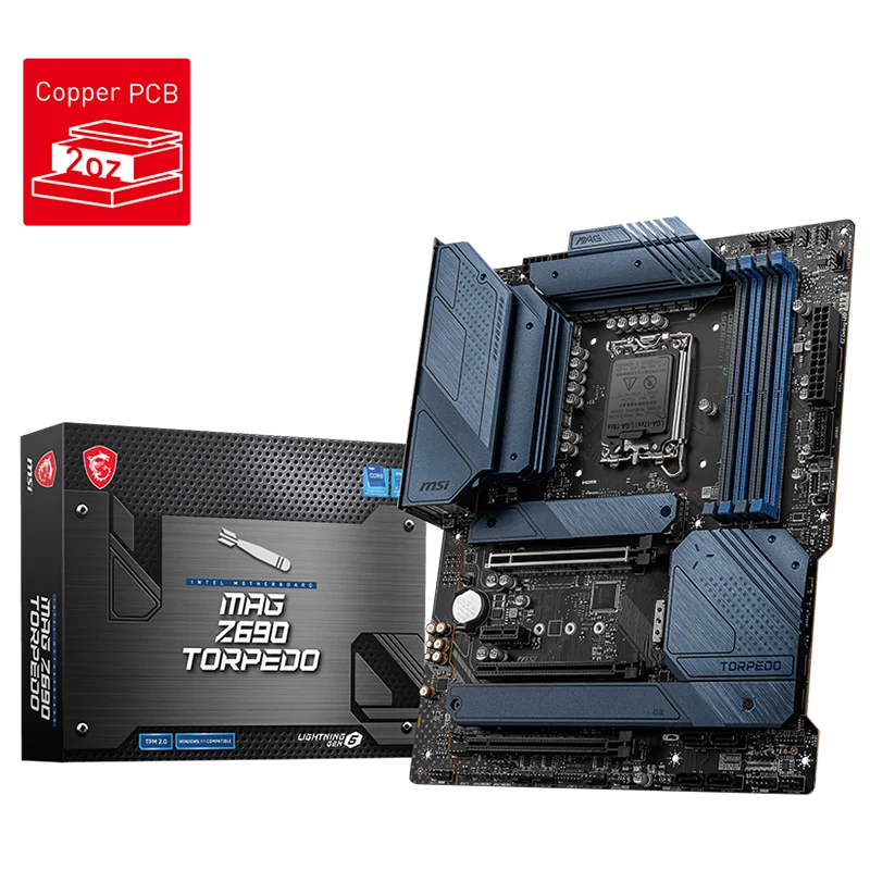Новая оригинальная материнская плата TORPEDO DDR5 для MSI MAG Z690 поддерживает память DDR5 12-го поколения 12900KF 12700KF
Новая оригинальная материнская плата TORPEDO DDR5 для MSI MAG Z690 поддерживает память DDR5 12-го поколения 12900KF 12700KF