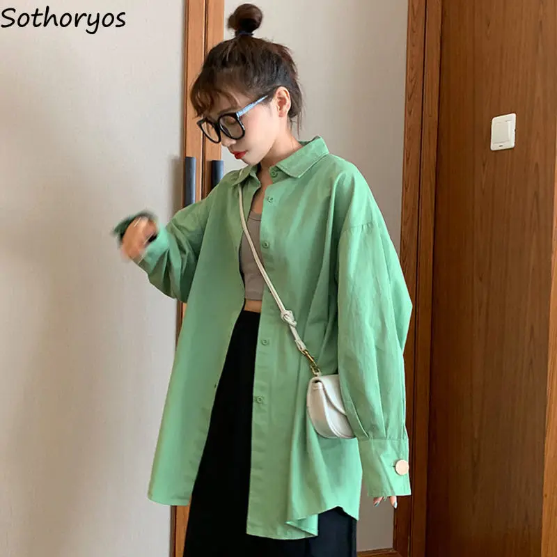 Shirts Women Loose Solid BF Chic Vintage Simple Harajuku Ulzzang Green White Femme Fashion Streetwear Kpop Newest Long Sleeve
Shirts Women Loose Solid BF Chic Vintage Simple Harajuku Ulzzang Green White Femme Fashion Streetwear Kpop Newest Long Sleeve