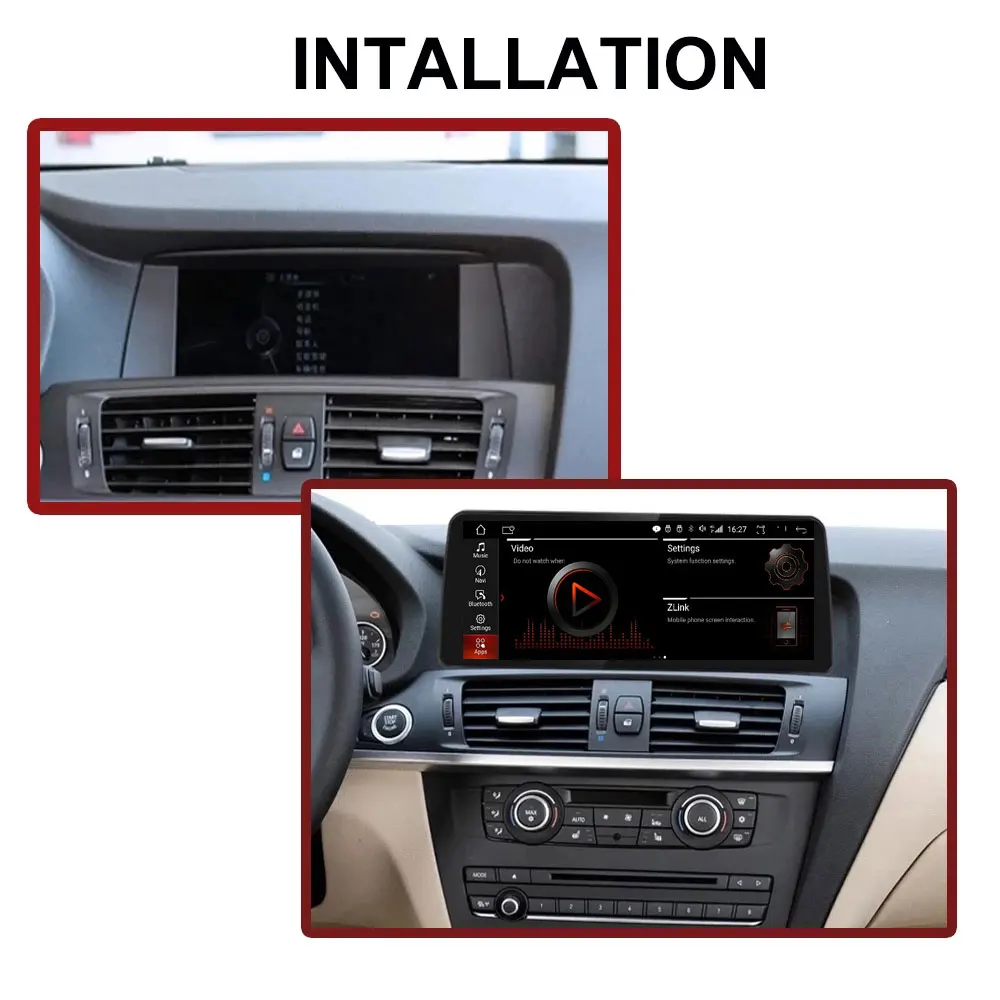 12.3" 1920*720P Android 12 Car Moniter Multimedia GPS Player Navigation Carplay Auto For BMW X3 F25 / X4 F26 CIC NBT System - купить по